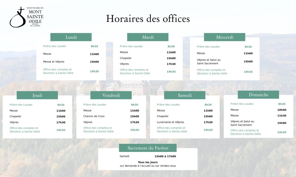 mont sainte odile horaires des offices desk